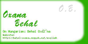 oxana behal business card